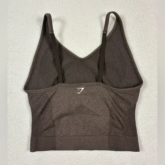 Gymshark Vital Seamless Midi Tank in Chocolate Brown Size Medium - Picture 2 of 7
